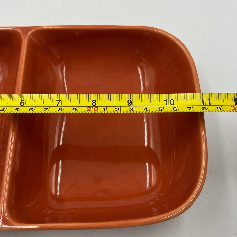 Vintage Franciscan‎ Divided Dish Orange Glaze California USA Mid Century 11